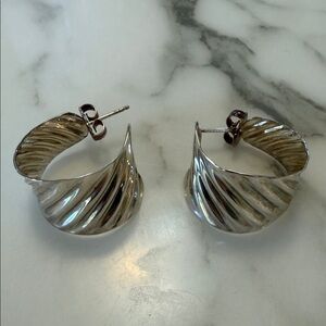 RLM Studios Sterling silver rippled J-hoop earrings